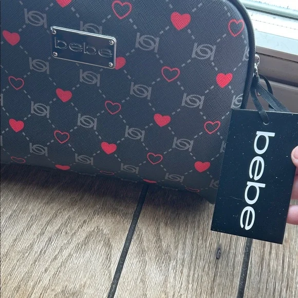 Bebe Black and Red Heart Cosmetic Bag - Picture 3 of 4